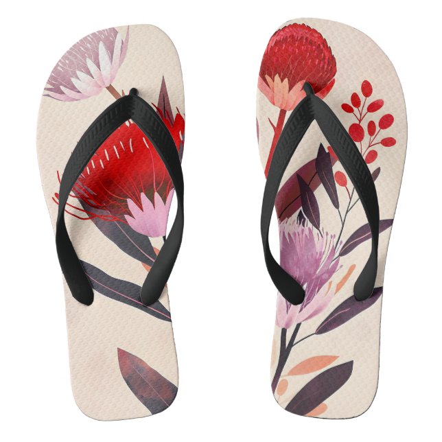 Modern Minimalist Boho Floral Botanical Jandals (Footbed)