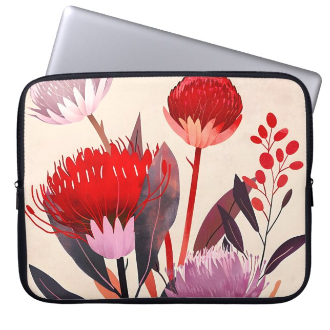 Modern Minimalist Boho Floral Botanical Laptop Sleeve (Front)