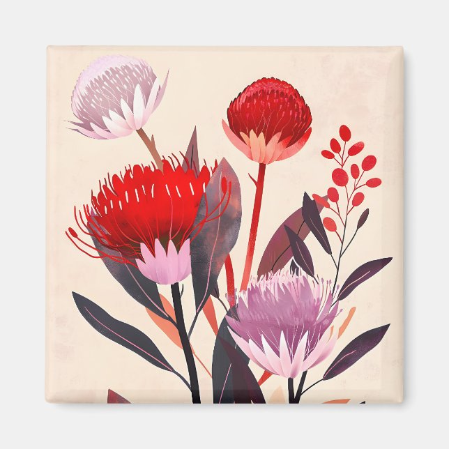 Modern Minimalist Boho Floral Botanical Magnet (Front)