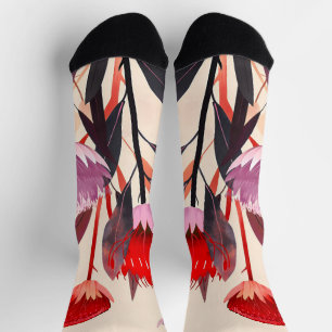 Modern Minimalist Boho Floral Botanical Socks