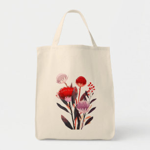 Modern Minimalist Boho Floral Botanical Tote Bag