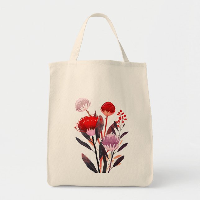 Modern Minimalist Boho Floral Botanical Tote Bag (Front)