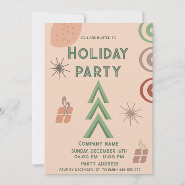 Modern minimalist boho fun holiday party   invitation (Front)