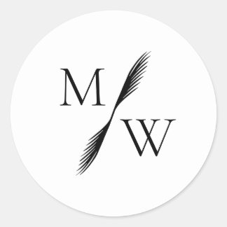 Modern Minimalist Boho Monogram Wedding  Classic Round Sticker