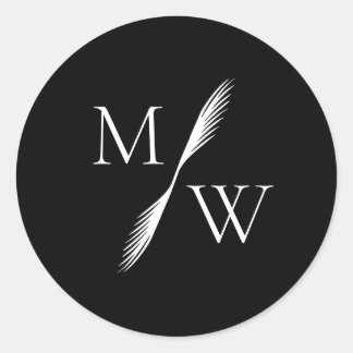 Modern Minimalist Boho Monogram Wedding  Classic Round Sticker