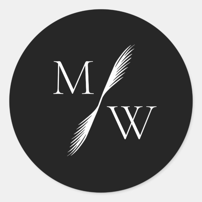 Modern Minimalist Boho Monogram Wedding  Classic Round Sticker (Front)