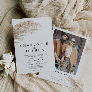 Modern Minimalist Boho Pampas Grass Palm Wedding I Invitation