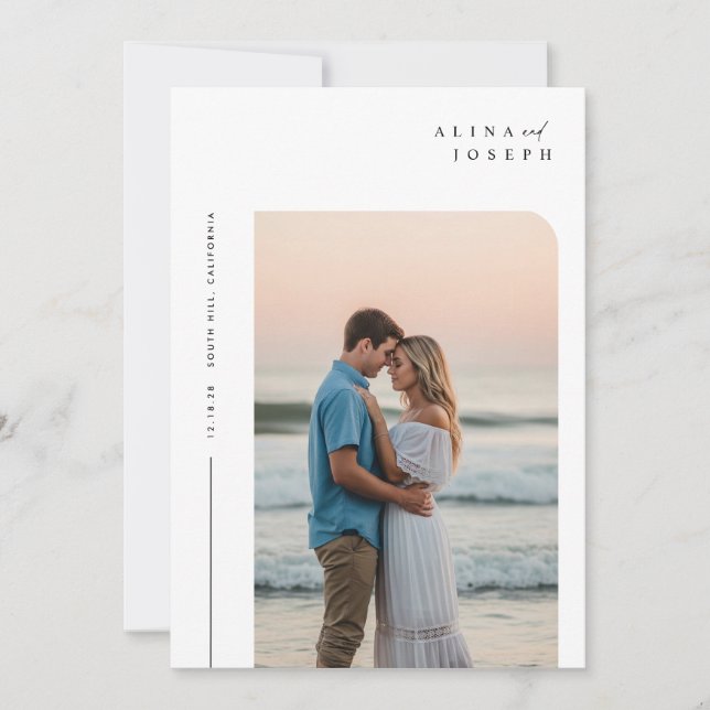 Modern Minimalist Boho Photo Wedding Invitation (Front)