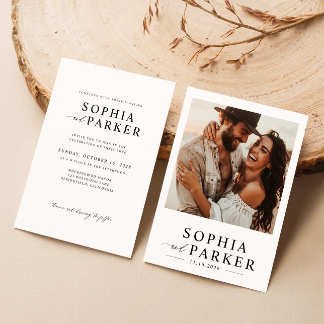 Modern Minimalist Boho Photo Wedding Invitation (Creator Uploaded)