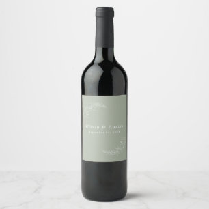 Modern Minimalist Boho Sage Green Wedding Favours Wine Label
