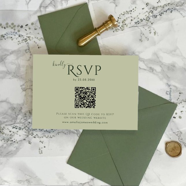 Modern Minimalist Boho sage green Wedding RSVP Card (Creator Uploaded)