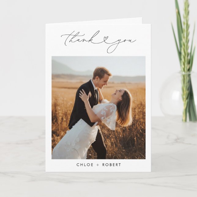 Modern Minimalist Boho Script Thank You Card (Front)