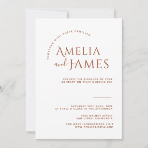 Modern Minimalist Boho Terracotta photo Wedding Invitation