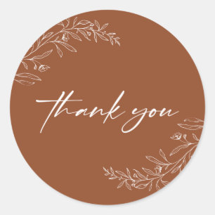 Modern Minimalist Boho Terracotta Script Classic Round Sticker