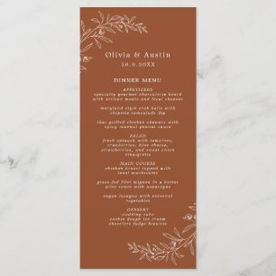 Modern Minimalist Boho Terracotta Wedding Dinner Menu