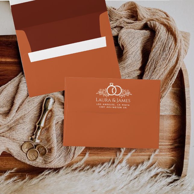 Modern Minimalist Boho Terracotta wedding Envelope (Creator Uploaded)