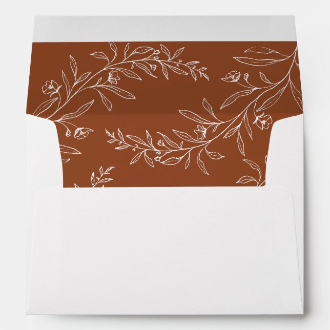 Modern Minimalist Boho Terracotta Wedding Envelope (Back (Bottom))