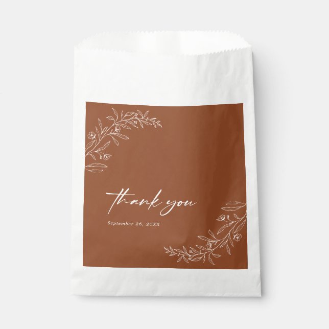 Modern Minimalist Boho Terracotta Wedding Favour Bags (Front)