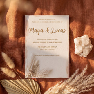 Modern Minimalist Boho Terracotta Wedding Invitati Invitation