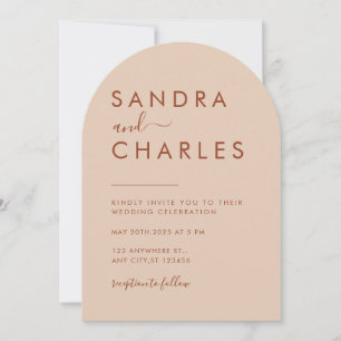 Modern Minimalist Boho Terracotta wedding Invitation