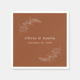 Modern Minimalist Boho Terracotta Wedding Napkin