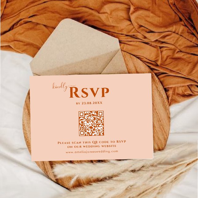 Modern Minimalist Boho Wedding RSVP Card (Creator Uploaded)