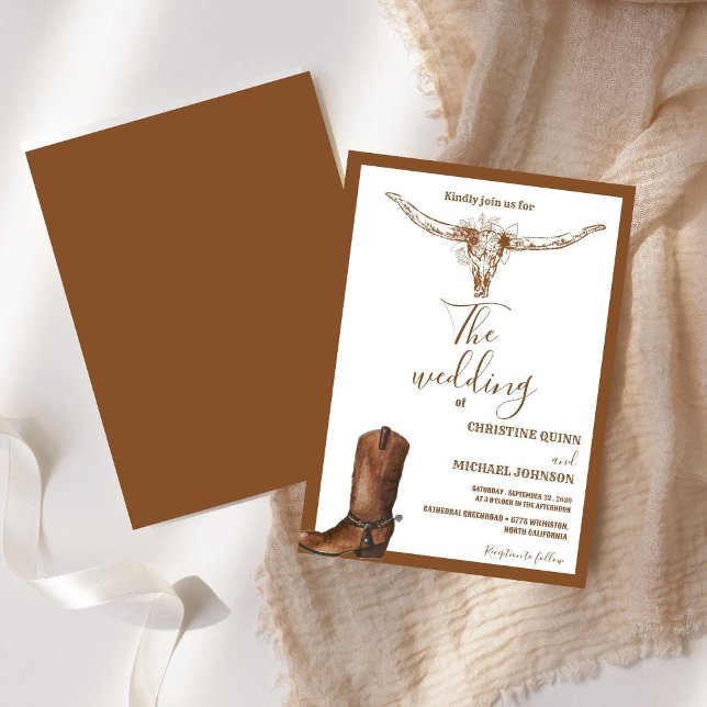 Modern Minimalist Boho Western Cowboy Wedding  Invitation (Creator Uploaded)