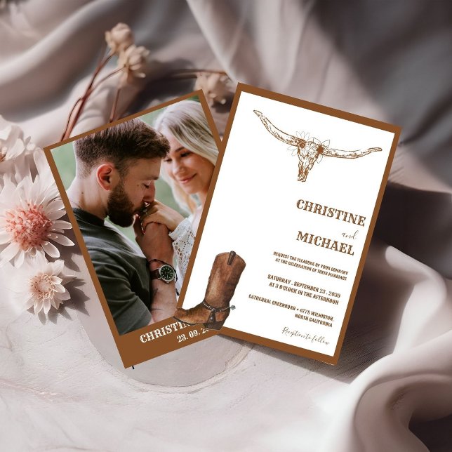 Modern Minimalist Boho Western Cowboy Wedding  Invitation (Creator Uploaded)