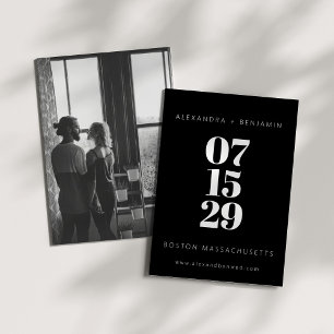 Modern Minimalist Bold Black Full Photo Save The Date