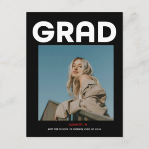 Modern minimalist bold black typography grad 2026 enclosure card