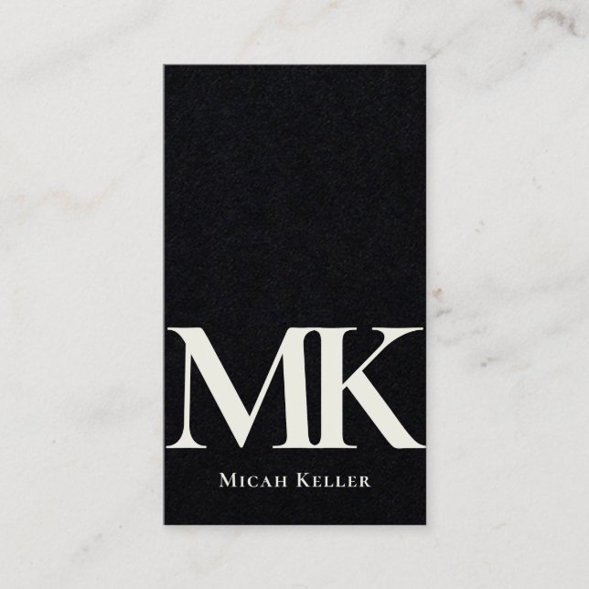 Modern Minimalist Bold Monogram Black and White Business Card (Front)