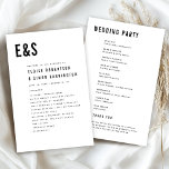 Modern Minimalist Bold Monogram Wedding Program<br><div class="desc">Guide your guests through your ceremony with this modern black-and-white wedding program. Featuring bold headings,  clean lines,  and a minimalist layout,  it’s perfect for stylish city or formal celebrations. Personalise with your ceremony details.</div>