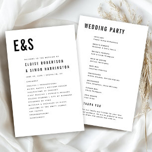 Modern Minimalist Bold Monogram Wedding Program