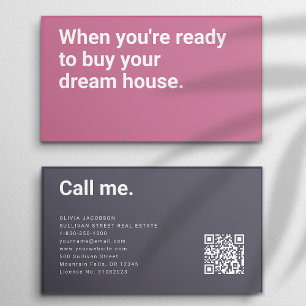 Modern Minimalist Bold Pink Real Estate Business Card