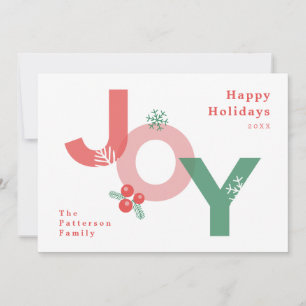 Modern Minimalist Bold Script JOY Photo Holiday Card