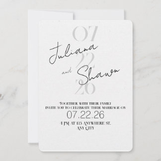 Modern Minimalist Bold Typography Wedding Invitation