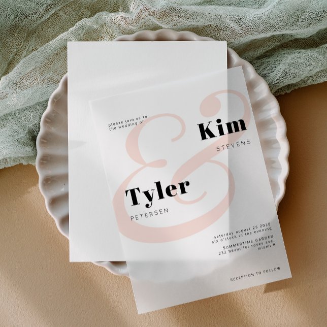 Modern minimalist bold typography wedding overlay vellum invitations (Creator Uploaded)