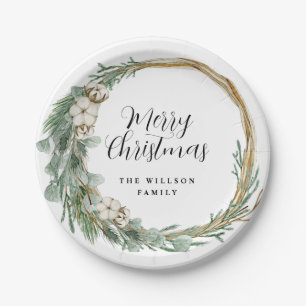 Modern Minimalist Botanical Christmas  Paper Plate