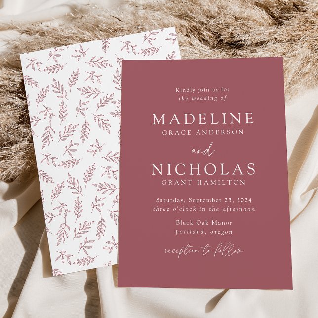 Modern Minimalist Botanical Desert Rose Wedding Invitation (Creator Uploaded)