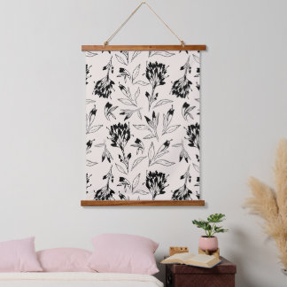 Modern Minimalist Botanical Floral Sketch Pattern Hanging Tapestry
