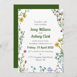 Modern Minimalist Botanical Floral Wedding Invitation