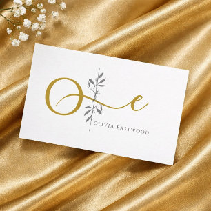 Modern Minimalist Botanical Gold Monogram  Card