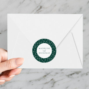 Modern Minimalist Botanical Green Wedding Classic Round Sticker