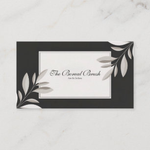 Modern Minimalist Botanical Grey and Black Business Card