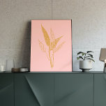 Modern Minimalist Botanical Line Art Drawing Pink Poster<br><div class="desc">Simple and elegant modern botanical line art drawing in blush pink and gold.</div>