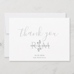 Modern Minimalist Botanical Monogram  Thank You Card