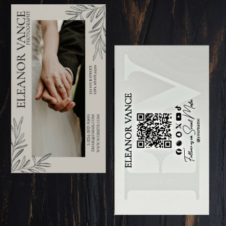 Modern Minimalist Botanical Monogrammed Logo Business Card