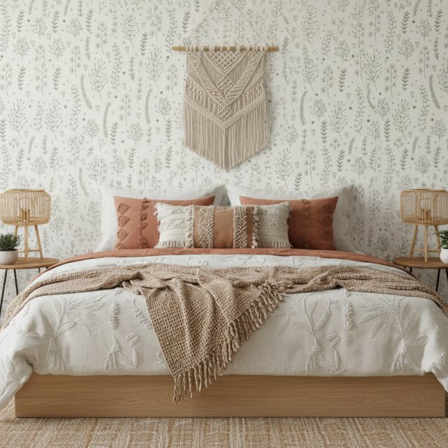 Modern Minimalist Botanical Pattern Sage Wallpaper (Creator Uploaded)