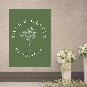 Modern Minimalist Botanical Wedding Couple Poster