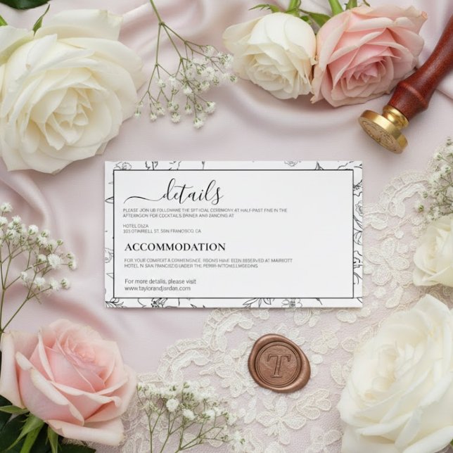 Modern Minimalist Botanical Wedding Details Card (Creator Uploaded)